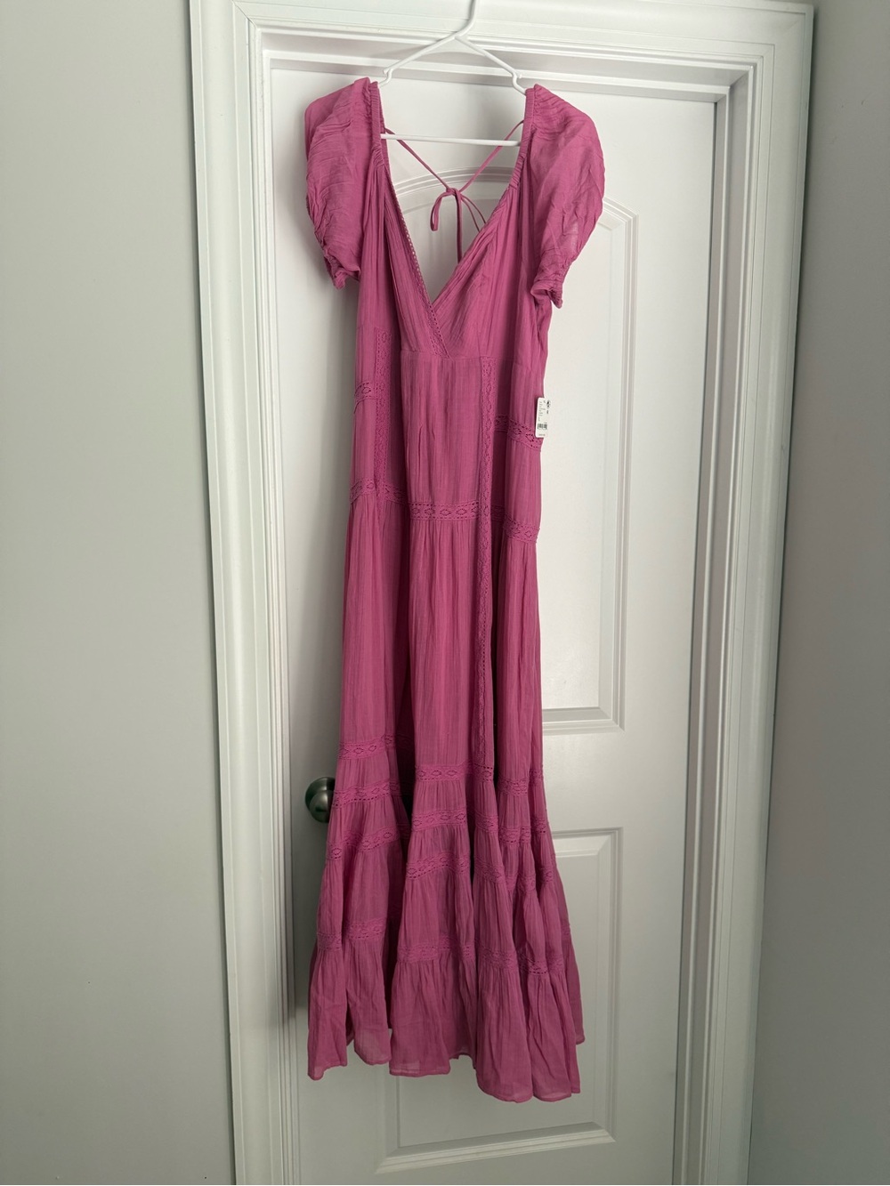 Free People Aura Raspberry Pink Maxi Dress with V-Neck. New with Tags.